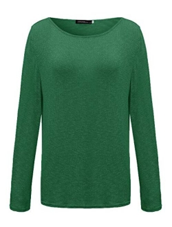 ZANZEA Women's Solid O Neck Long Sleeve T Shirt Casual Knit Tops Blouse Pullover