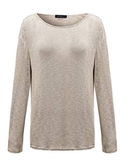 ZANZEA Women's Solid O Neck Long Sleeve T Shirt Casual Knit Tops Blouse Pullover