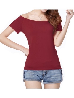 Women's Long/Short Sleeve Vogue Fitted Off Shoulder Modal Blouse Top T-Shirt