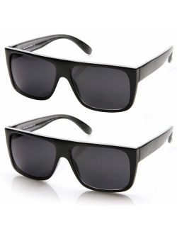 Classic Old School Eazy E Square Flat Top OG Loc Sunglasses (2-Pack Black)