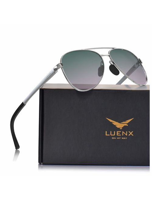LUENX Aviator Sunglasses for Men Women-Polarized Driving UV 400 Protection with Case