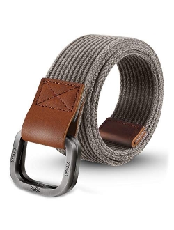 ITIEZY Men's Canvas Belt Cloth Belt Double D Ring Buckle Belt for Men Casual Sports Webbing Belt