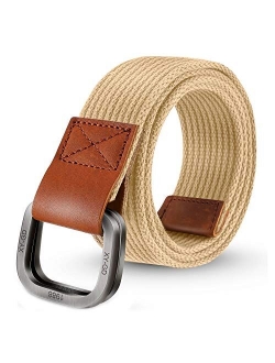 ITIEZY Men's Canvas Belt Cloth Belt Double D Ring Buckle Belt for Men Casual Sports Webbing Belt