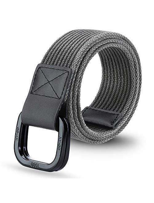 ITIEZY Men's Canvas Belt Cloth Belt Double D Ring Buckle Belt for Men Casual Sports Webbing Belt