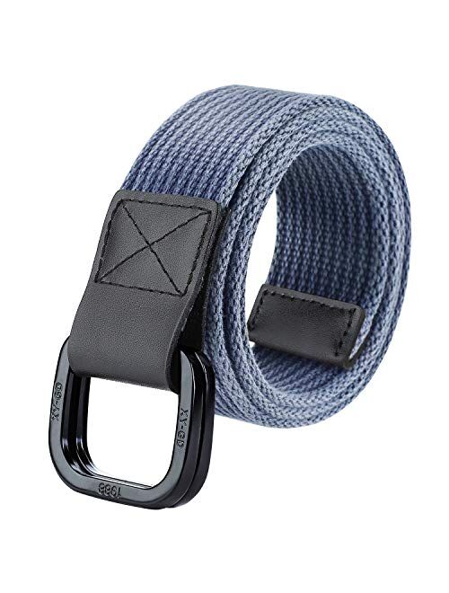 ITIEZY Men's Canvas Belt Cloth Belt Double D Ring Buckle Belt for Men Casual Sports Webbing Belt