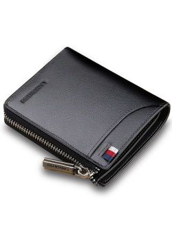 Leather Wallets for Men Multi Card Holder Bifold Mens Wallet with Zipper