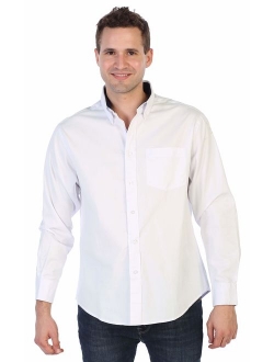 Mens Long Sleeve Casual Twill Contrast Shirt