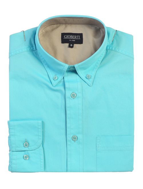 Gioberti Mens Long Sleeve Casual Twill Contrast Shirt