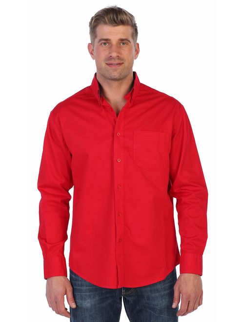 Gioberti Mens Long Sleeve Casual Twill Contrast Shirt