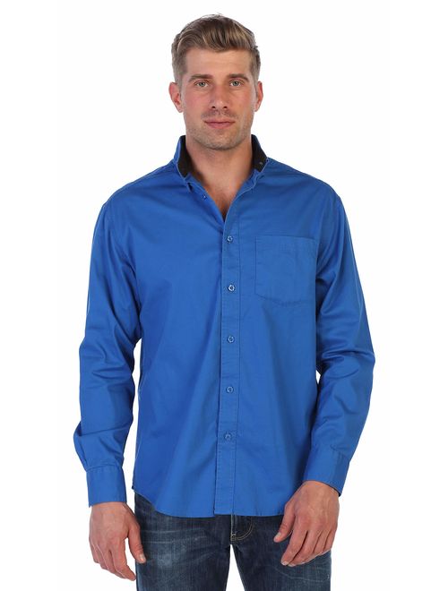 Gioberti Mens Long Sleeve Casual Twill Contrast Shirt