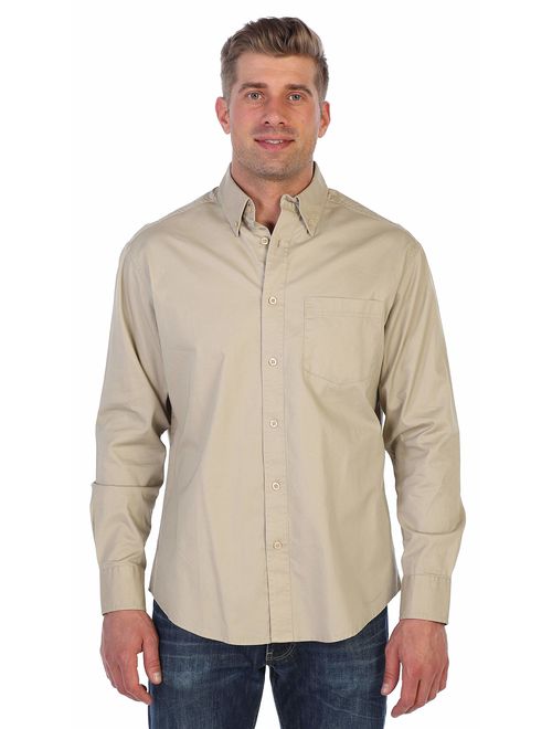 Gioberti Mens Long Sleeve Casual Twill Contrast Shirt