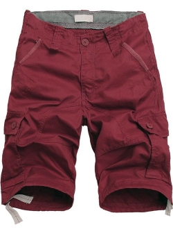 SSLR Men's Summer Solid Cotton Outdoor Wear Regular Fit Casual Cargo Shorts