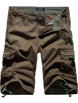 SSLR Men's Summer Solid Cotton Outdoor Wear Regular Fit Casual Cargo Shorts