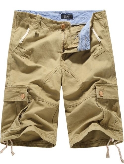 SSLR Men's Summer Solid Cotton Outdoor Wear Regular Fit Casual Cargo Shorts