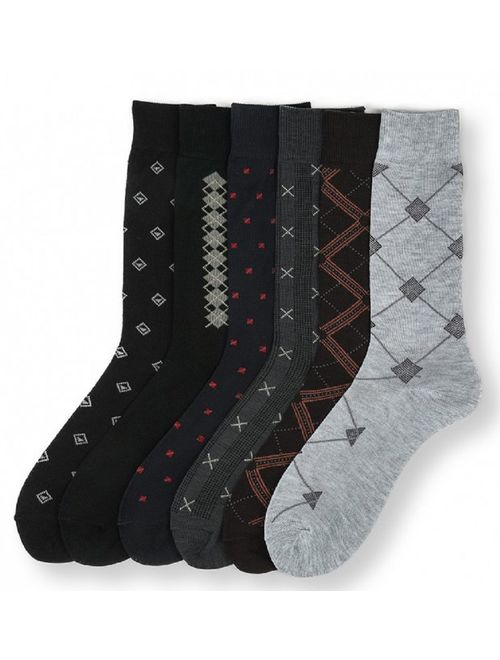 Knocker Men's 6 Dress Work Socks In Argyle Pattern Prints