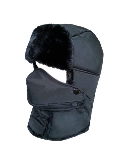 LETHMIK Winter Trapper Ushanka Hat Unisex Faux Fur Waterproof Hunting Hat with Breathable Mask
