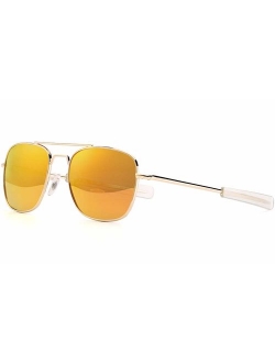 Mens Aviator Sunglasses 55mm Polarized Pilot Military Square Shades with Bayonet Temples