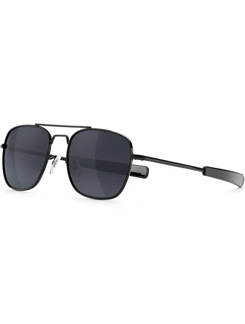 Buy Mens Aviator Sunglasses 55mm Polarized Pilot Military Square Shades With Bayonet Temples