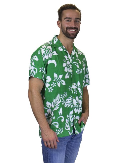 V.H.O. Funky Hawaiian Shirt Men Short-Sleeve Front-Pocket Hibiscus Multiple Colors