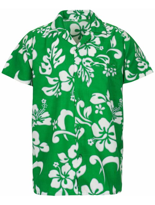 V.H.O. Funky Hawaiian Shirt Men Short-Sleeve Front-Pocket Hibiscus Multiple Colors