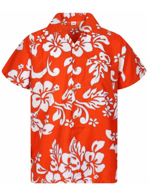 V.H.O. Funky Hawaiian Shirt Men Short-Sleeve Front-Pocket Hibiscus Multiple Colors