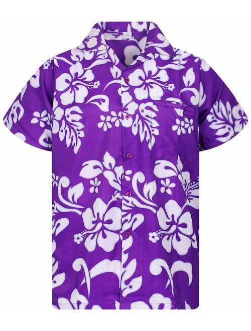 V.H.O. Funky Hawaiian Shirt Men Short-Sleeve Front-Pocket Hibiscus Multiple Colors