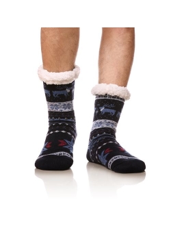 Men's Winter Thermal Fleece Lining Knit Slipper Socks Christmas Non Slip Socks