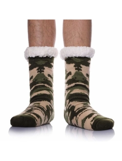 Men's Winter Thermal Fleece Lining Knit Slipper Socks Christmas Non Slip Socks