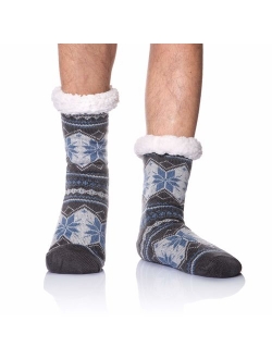 Men's Winter Thermal Fleece Lining Knit Slipper Socks Christmas Non Slip Socks