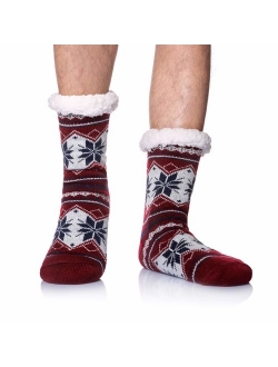 Men's Winter Thermal Fleece Lining Knit Slipper Socks Christmas Non Slip Socks