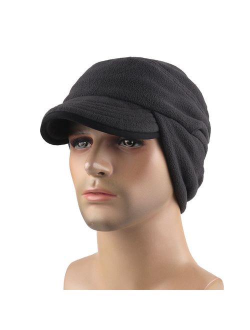 Mens Winter Fleece Earflap Cap with Visor