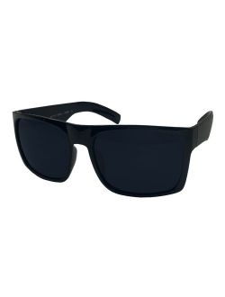 XL Men's Big Head Wide Frame Black Sunglasses - Extra Large Square 148mm