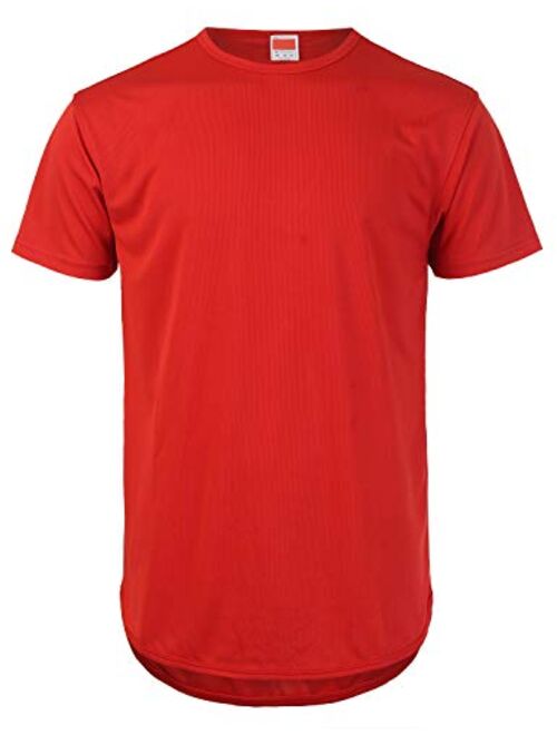 URBANCREWS Mens Hipster Hip Hop Elong Round Hemline Crewneck T-Shirt