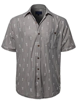 Youstar Men's Casual Hawaiian Print Button Down Short Sleeve Shirt