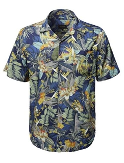 Youstar Men's Casual Hawaiian Print Button Down Short Sleeve Shirt