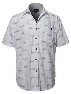 Youstar Men's Casual Hawaiian Print Button Down Short Sleeve Shirt