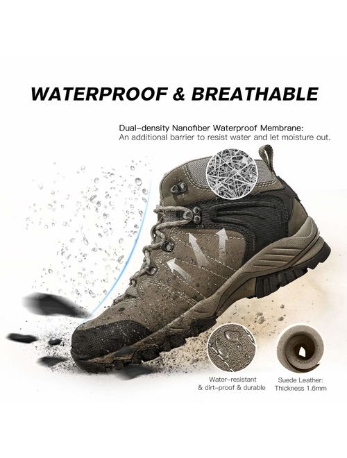 Clorts Waterproof Men's Hiking Boots Outdoor Lightweight Work Shoes Backpacking Trekking Trails