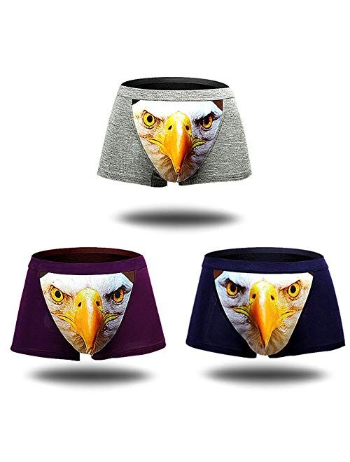 Men's Seamless Boxer Brief Stretchable Underwear 3D Printing 3-pcs Set, Sexy Hipster Wolf Animals