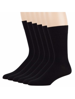 Men Bamboo Dress Sock - 6 Pack - XL/L/M - Brown Blue Brown Burgundy Beige Black