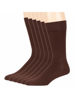 Men Bamboo Dress Sock - 6 Pack - XL/L/M - Brown Blue Brown Burgundy Beige Black