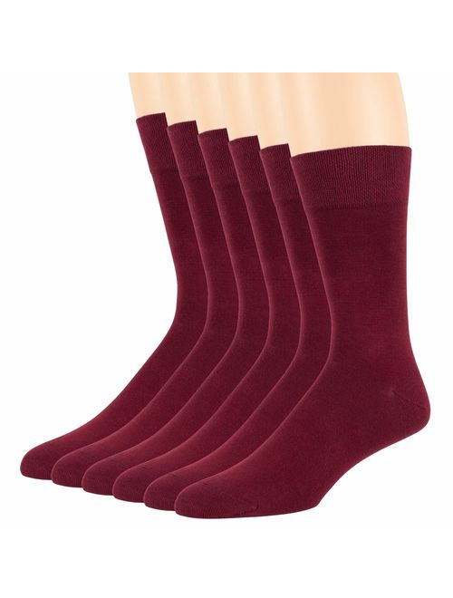 Men Bamboo Dress Sock - 6 Pack - XL/L/M - Brown Blue Brown Burgundy Beige Black