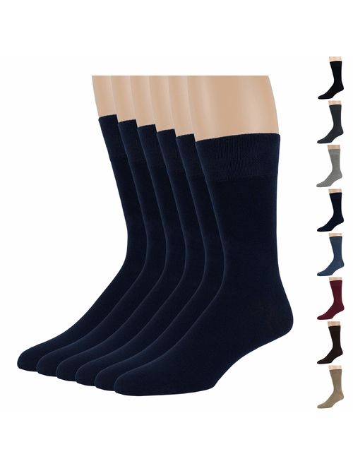 Men Bamboo Dress Sock - 6 Pack - XL/L/M - Brown Blue Brown Burgundy Beige Black