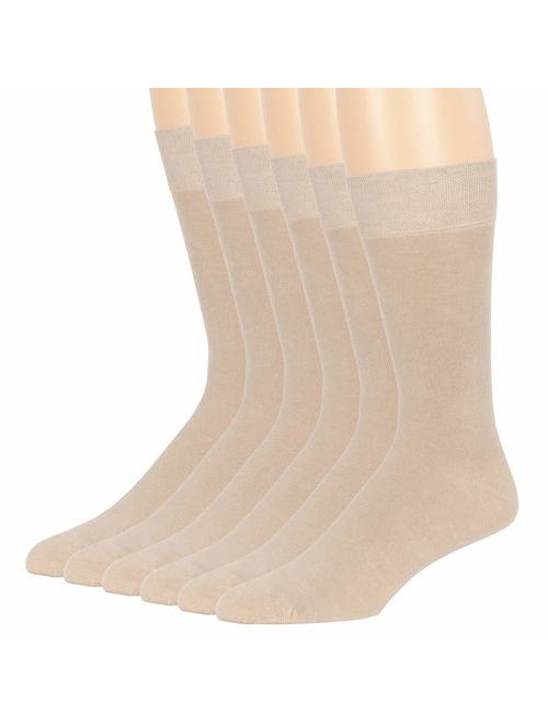 Men Bamboo Dress Sock - 6 Pack - XL/L/M - Brown Blue Brown Burgundy Beige Black