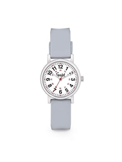 Women's Scrub Petite Watch for Medical Professionals - Easy to Read Small Face, Luminous Hands, Silicone Band, Second Hand, Military Time for Nurses, Doctors,Stud