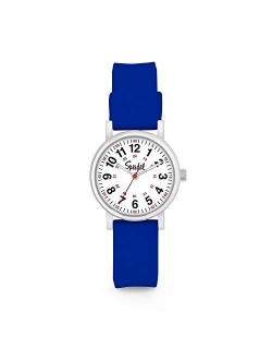 Women's Scrub Petite Watch for Medical Professionals - Easy to Read Small Face, Luminous Hands, Silicone Band, Second Hand, Military Time for Nurses, Doctors,Stud