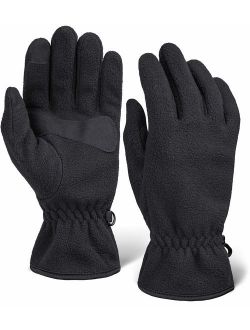 Winter Fleece Touchscreen Gloves for Men & Women - Warm & Soft Black Thermal Gloves for Cold Weather