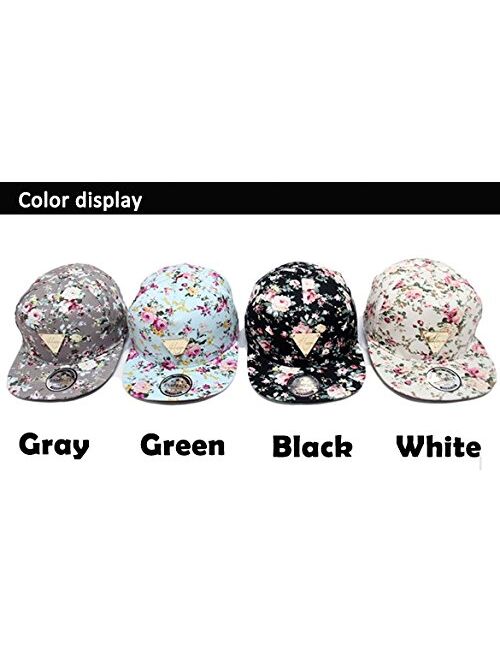 Yonala Fashion Floral Snapback Hip-Hop Hat Flat Peaked Baseball Cap for Four Seasons