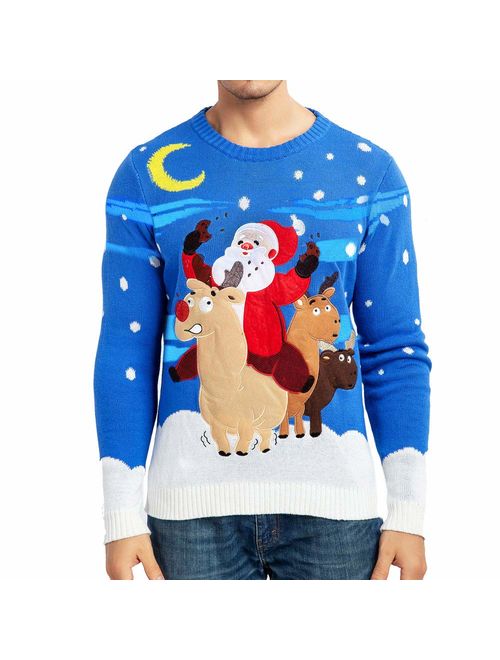 JOYIN Men's Christmas Fuzzy Reindeer Ugly Sweater for Holiday or Birthday Gift