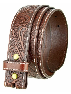 Genuine Full Grain Western Floral Engraved Tooled Leather Belt Strap 1-1/2