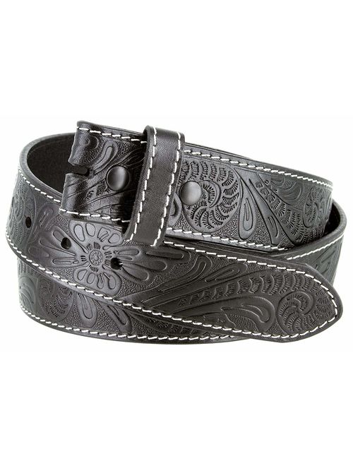 Genuine Full Grain Western Floral Engraved Tooled Leather Belt Strap 1-1/2